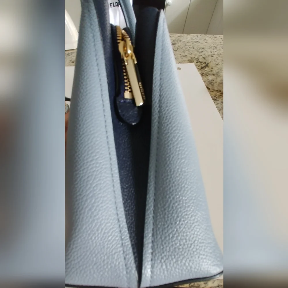 Kate Spade Light Blue Leather Satchel with Heart Tag